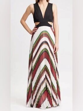 BCBGMaxAzria Maryna Deco Stripe Pleated Maxi Dress